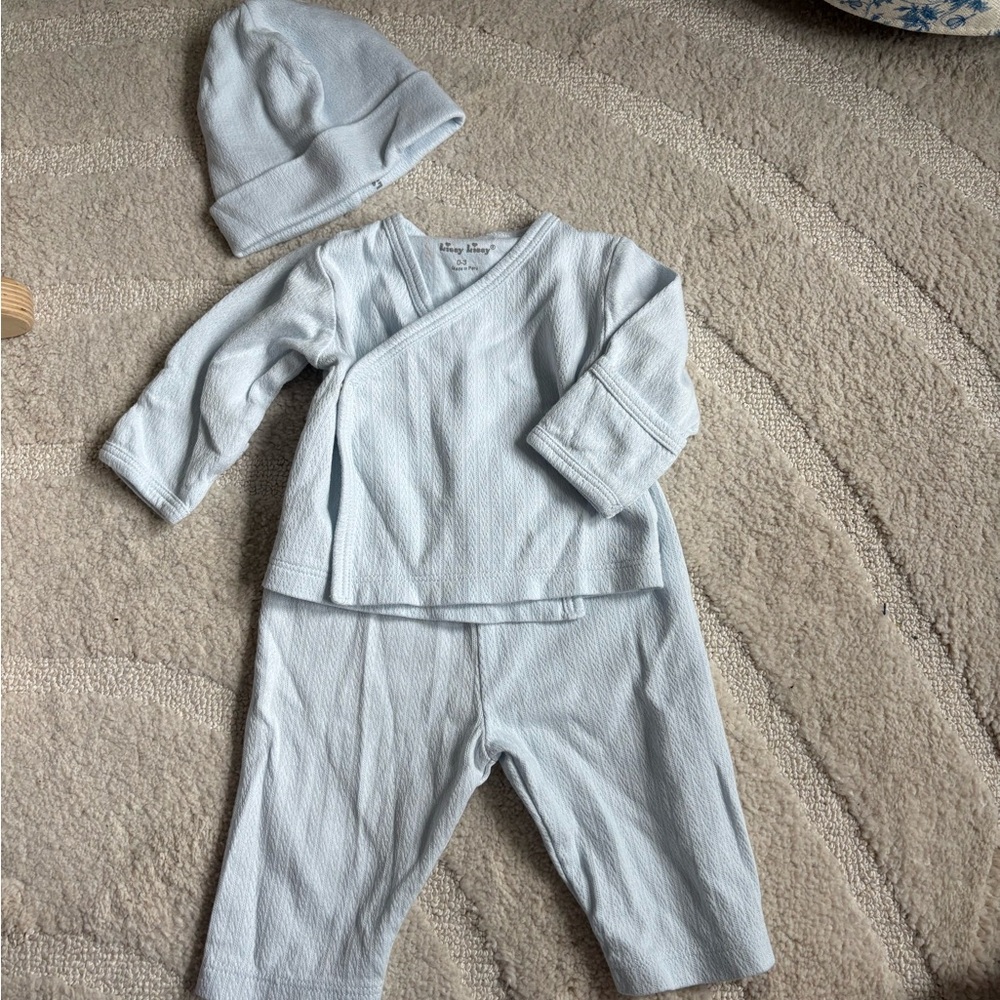 Kissy kissy pointelle Baby Blue Outfit Set